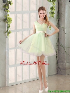 2016 Fall A Line Strapless Short Bridesmaid Dresses with Ruching