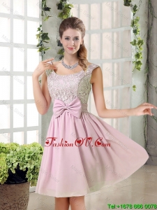 Custom Made A Line Straps Bridesmaid Dresses with Bowknot