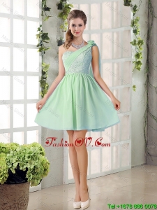 Perfect A Line One Shoulder Lace Bridesmaid Dresses Flowers