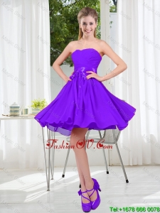 2016 Fall A Line Sweetheart Dama Dress in Purple