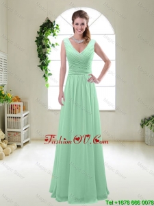 New Style 2016 Zipper up Prom Dresses with V Neck
