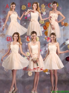 Delicate Champagne Modest Prom Dresses with Hand Made Flowers
