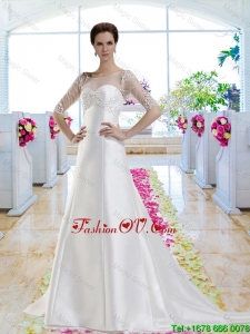 Discount A Line Court Train 2016 Wedding Dresses with Beading