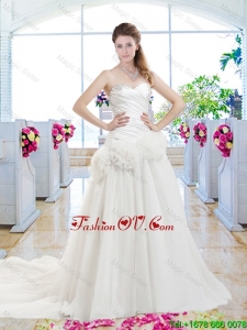 Fashionable Hand Made Flowers 2016 Bridal Gowns with Sweetheart