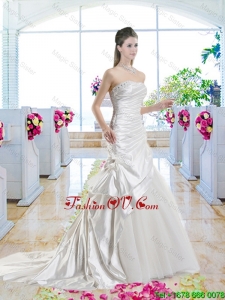 Romantic Mermaid One Shoulder 2016 Bridal Gowns with Court Train