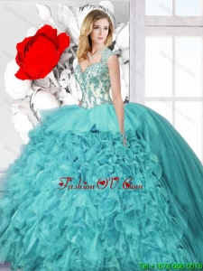 Latest Ball Gown Straps Sweet 16 Dresses with Appliques