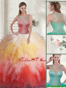 Popular Multi Color Quinceanera Dresses with Beading and Ruffles for Summer