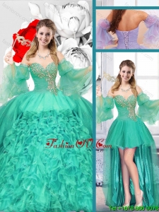 New Style Sweetheart Detachable Sweet 16 Gowns with Ruffles