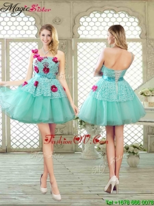 Elegant A Line Appliques and Lace Prom Dresses with One Shoulder