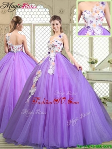 2016 Fall Popular Beading and Appliques Quinceanera Gowns with One Shoulder