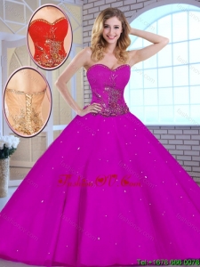 Hot Sale 2016 Appliques Fuchsia Quinceanera Dresses with Sweetheart