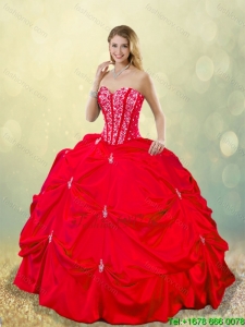 Cheap 2016 Beading and Pick Ups Quinceanera Gowns in Red
