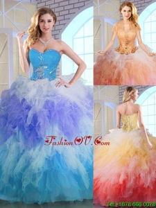 2016 Latest Winter Appliques and Ruffles Quinceanera Dresses in Multi Color