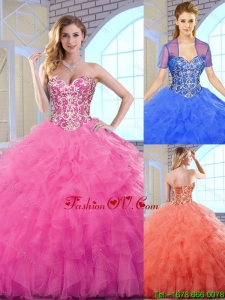 2016 Elegant Ball Gown Sweetheart Quinceanera Dresses with Beading