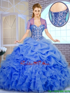 2016 Best Selling Beading and Ruffles Quinceanera Dresses in Blue