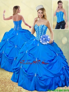 2016 Popular Fall Blue Quinceanera Gowns with Pick Ups