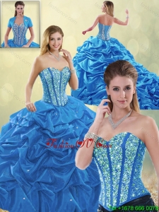 2016 Detachable Luxurious Beading Blue Quinceanera Gowns with Sweetheart