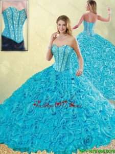 Detachable 2016 Exquisite Aqua Blue Quinceanera Dresses with Beading