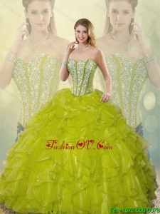 2016 Beautiful Beading and Ruffles Sweetheart Quinceanera Gowns