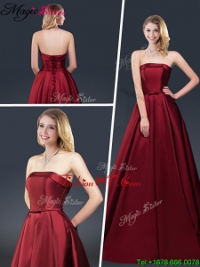Winter Gorgeous A Line Strapless Prom Dresses with Brush Train