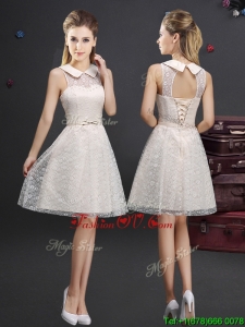 Classical See Through Turndown Applique Dama Dress in Lace
