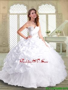 2016 Gorgeous Brush Train Classic Quinceanera Dresses with Beading and Pick Ups