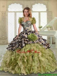 2016 New Arrivals Ruffles Camo Quinceanera Dresses with Pick Ups