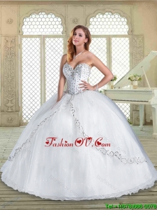 2016 Perfect Sweetheart Beading White Quinceanera Gowns