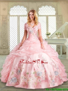 2016 Perfect Sweetheart Classic Quinceanera Gowns with Appliques and Pick Ups