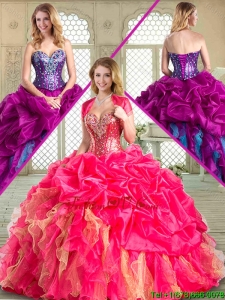 2016 Popular Sweetheart Quinceanera Gowns with Pick Ups and Ruffles