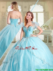 2016 The Super Hot Beading Quinceanera Gowns in Aqua Blue