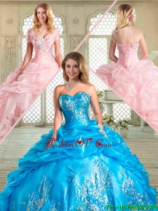 Gorgeous Floor Length Quinceanera Dresses with Appliques and Pick Ups