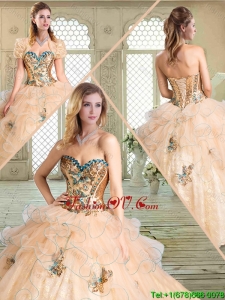 Lovely Sweetheart Classic Quinceanera Gowns with Appliques and Ruffles