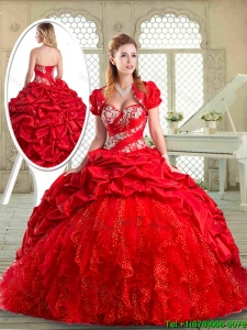 2016 Perfect Brush Train Designer Quinceanera Dresses with Beading and Pick Ups