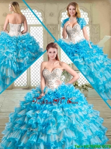 2016 Pretty Floor Length Designer Quinceanera Dresses with Beading and Ruffled Layers