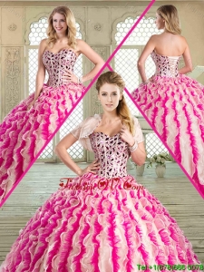 2016 Spring Beautiful Floor Length Pretty Quinceanera Dresses with Beading and Ruffles
