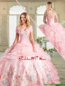 2016 Spring Pretty Floor Length Pretty Quinceanera Dresses with Appliques and Pick Ups
