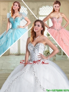 Simple Floor Length Designer Quinceanera Gowns with Beading