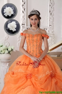 2016 Fashionable Off The Shoulder Quinceanera Dresses in Orange