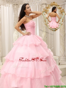 2016 Popular Beading and Ruffles Baby Pink Quinceanera Dresses