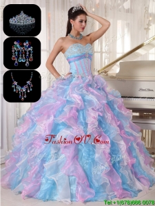 Classic Ruffles and Appliques Quinceanera Gowns in Multi Color