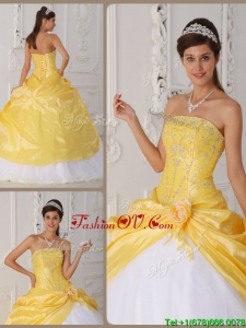 Summer Classic Appliques Quinceanera Gowns with Hand Made Flower