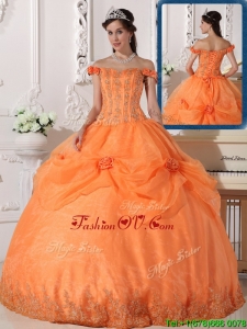 Custom Made Off The Shoulder Sweet 16 Dresses with Appliques and Hand Made Flowers