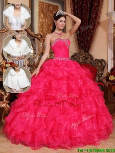 New Style Beading Sweetheart Quinceanera Dresses in Coral Red