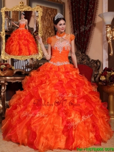 Fall Latest Appliques and Beading Quinceanera Dresses in Orange