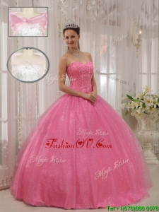 Lovely Sweetheart Beading Quinceanera Gowns in Pink