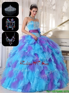 2016 New style Multi Color Sweet 16 Gowns with Beading and Appliques