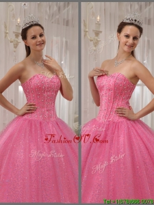 2016 New style Pink Sweetheart Quinceanera Dresses with Beading