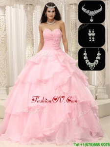 New style Beading and Ruffles Sweet 16 Dresses in Baby Pink