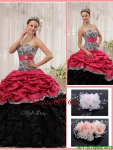 Romantic Sweetheart Zebra Quinceanera Gowns with Ruffles